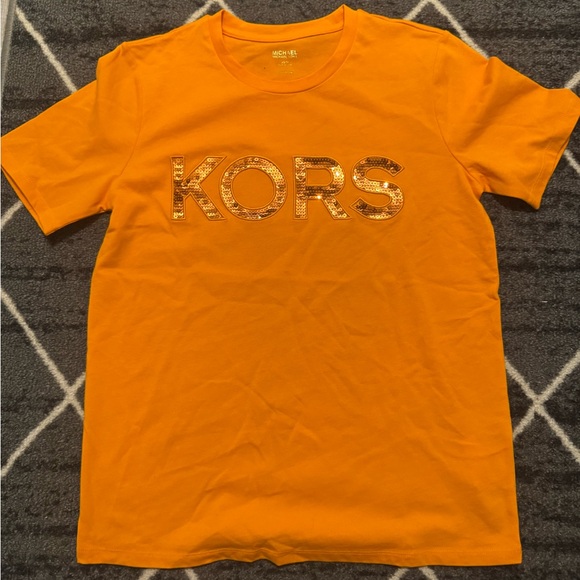 Michael Kors Tops - Michael Kors Sequined Logo T-Shirt - orange - size XS